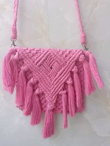 Handmade Pink Macrame Bag