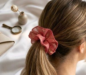 handmade Sparkly Pink Hair Scrunchie