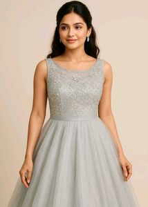 Grey Ethnic Gown For Girls