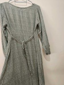 Pure Cotton tailored dress. Olive Green with print