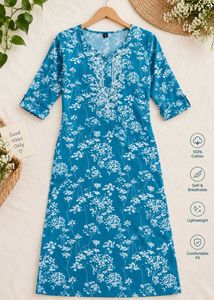 Blue Floral Kurta