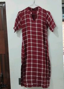 Maroon Checked Plazzo Kurta Set