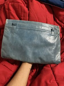 Stylish Blue Leather Clutch Bag