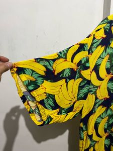Vibrant Banana Print Button-Up Shirt