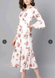 Wrap dress, with floral detailing