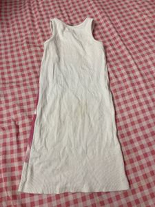 White Tank Dress with Pink Flower