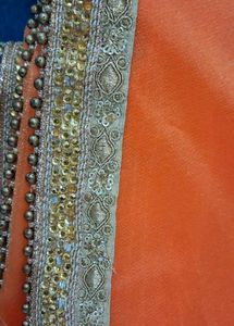 Sparkling Orange Saree with Golden Border ✨