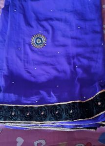 Royal Blue Embellished Saree.