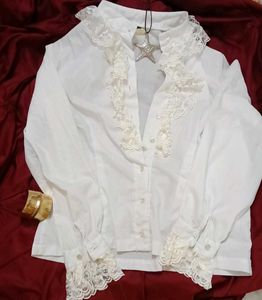 fitted Lace trim Blouse
