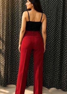 Kotty Maroon High Waist Stretchable Trouser | Wais
