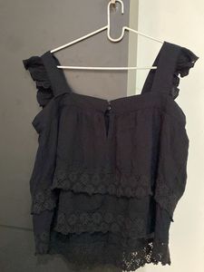 Elegant Black Layered Ruffle Top