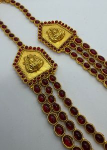 Traditional Gold &amp; Red Stone Necklace