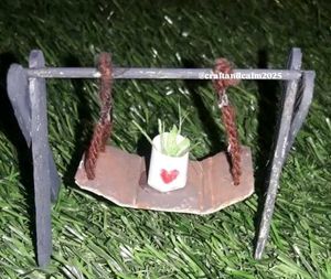 > *🌿 HANDMADE MINIATURE SWING WITH PLANT POT - Ha