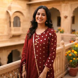 Elegant Maroon Kurta with Duppata