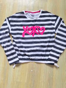 Striped Long Sleeve Top with Hearts