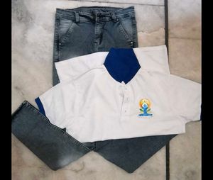 Stylish Polo T-Shirt + Grey Jeans Combo 👖 Casual
