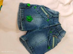Cute Denim Shorts with Green Accents