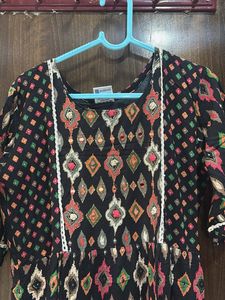 Bohemian Print Kurta with Tassels