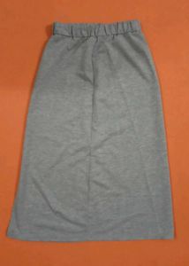 Gray Knit Midi Skirt with Slit
