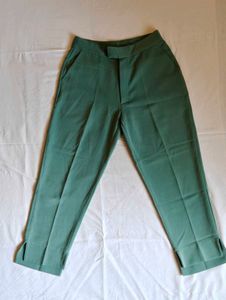 Teal Cropped Formal Trousers