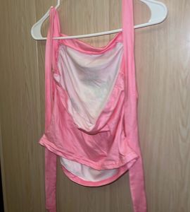 Pink Butterfly Graphic Halter Top