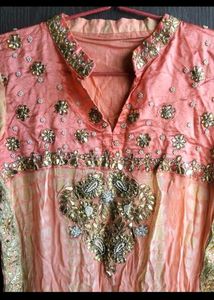 Embellished Peach Kurta set