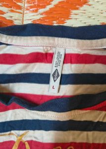 Lee Cooper Striped T-Shirt with Gold Text