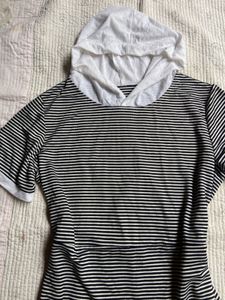y2k Striped Hooded T-Shirt