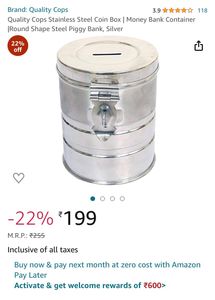Steel Gullak( Piggy Bank)
