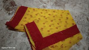 Yellow Saree with Red Border