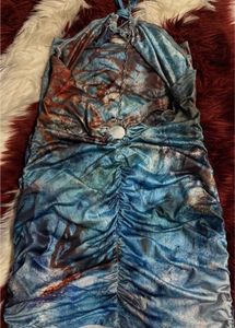 Unique Ruched Halter Dress