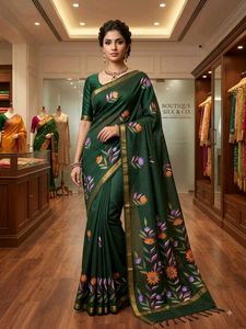 Elegant Hand-Painted Green Saree