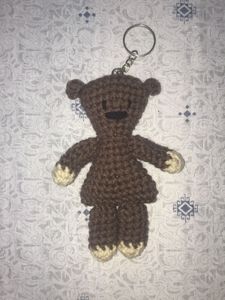 Crocheted Mr Bean Teddy Keychain