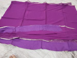 Unique Violet Chiffon Saree+Blouse+Freegift-₹200🤩
