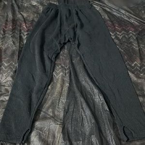 Black Ribbed Warmer Pants