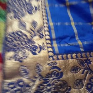 Blue Saree with Peacock Motifs