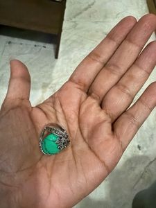 Vintage-Style Silver-Tone Faux Turquoise Ring
