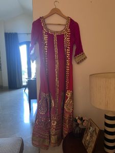 Stunning Pink Kurta Set with Gold Embellishments