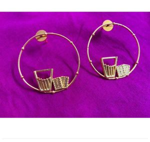 Unique Chai Glass & Biscuit Earrings