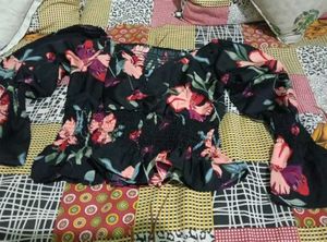 Floral Print Smocked Blouse
