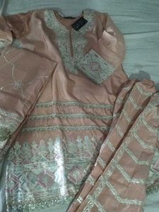 Elegant Peach Kurta Set with Dupatta