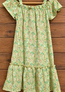 Matalan Girls Green Floral Cold Shoulder Dress – A