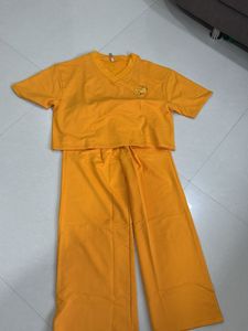 Cute Yellow V-Neck T-Shirt and pajama set
