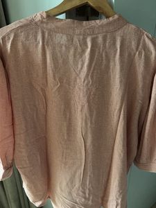 Peach Cotton Embroidered Kurta with Leaf Design