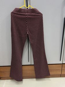 M&amp;S Stylish Maroon Geometric Pattern Pants
