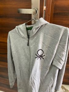 Unied Colour of Benetton Grey Full Zip Hoodie