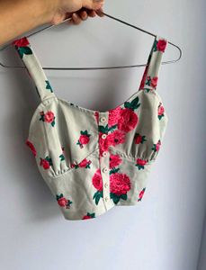 Floral Button-Up Crop Top