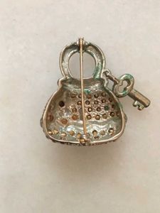 vintage Lock &amp; Key Charm Brooch