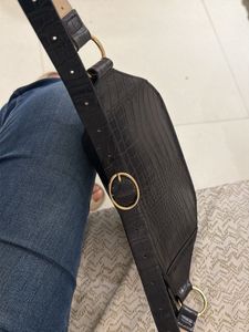 Chic Black Croc Embossed Waist Bag