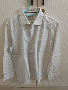 Men's White Polka Dot Button-Up Shirt